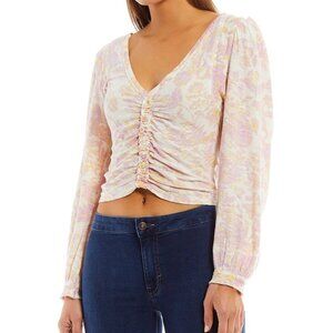 NWT free people say the word crop top shirt tee ivory combo floral XS